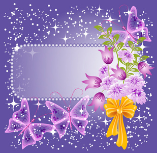 背景文字或照片与花和蝴蝶