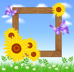 向日葵木制相框照片