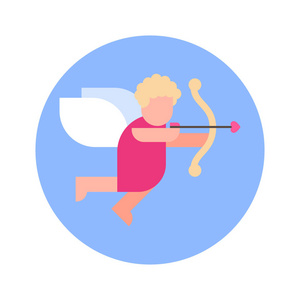 在线情人节概念丘比特弓线图标轮廓矢量符号线性象形文字隔离在白色上