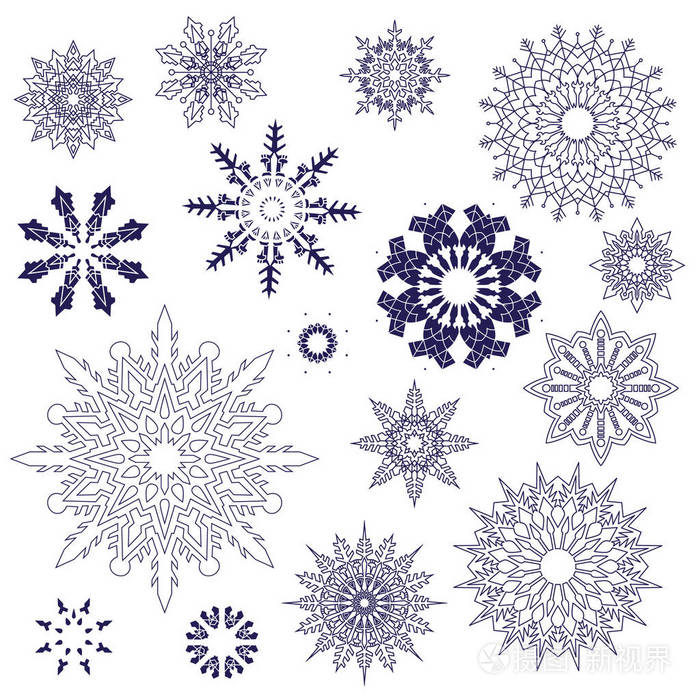 雪花的不同的几何设计的集.矢量
