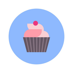 可爱的蛋糕图标蓝色圆形背景隔离