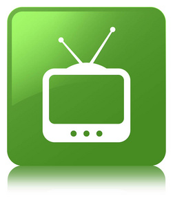 电视图标软绿色方形按钮