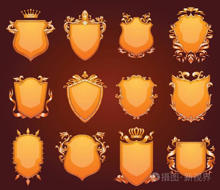 一套十二纹章盾牌, 彩色图像