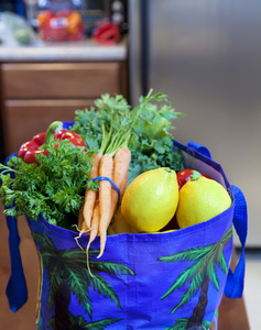 食品杂货袋里的新鲜农产品图片