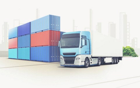 3d 载货船和卡车拖车运输集装箱使用说明