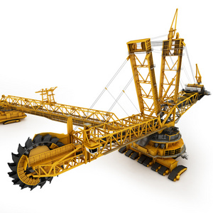 斗轮挖掘机隔离在白色照片