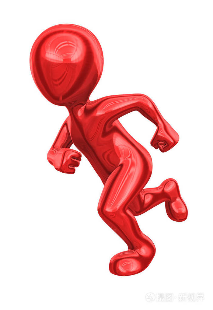 3d 红色金属奔跑的人.3d 插图