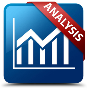 分析 统计图标 蓝色方形按钮玉米红色丝带