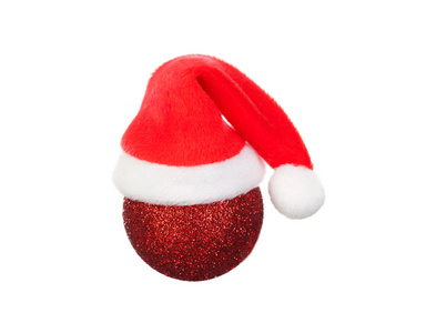 圣诞球以圣诞老人的帽子
