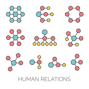 人际关系简单的图表。层次结构连接组织图矢量插图