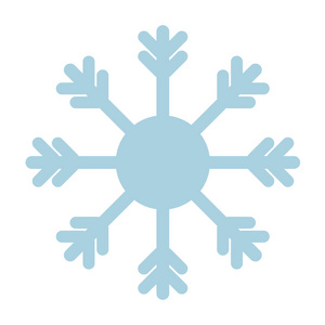矢量雪花图标在白色背景上隔离的简单蓝色符号