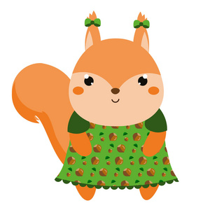 儿童初学画动物穿着可爱的松鼠卡通得意动物性格.