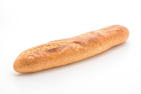 法国长棍面包在白色背景上