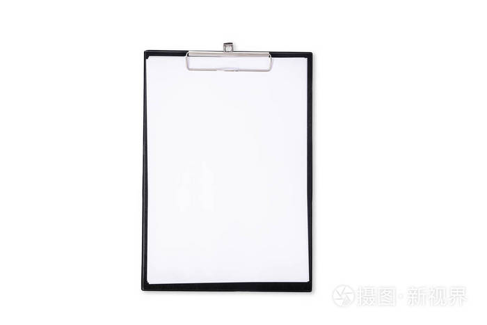 用空白a4白纸孤立与剪切路径的白色背景上的剪贴板