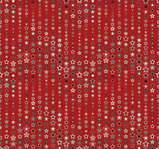 抽象的无缝模式组成的几何元素。红色背景上的星星