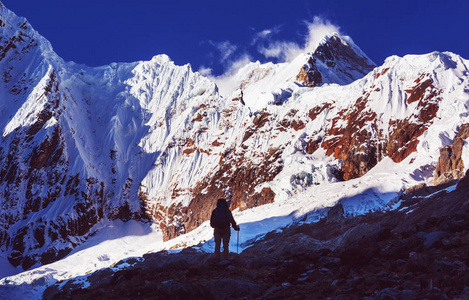 徒步旅行在科迪勒拉山系的场景图片