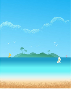 美丽海景海滩矢量纹理样式插图