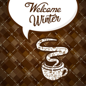 欢迎冬季咖啡杯矢量图像