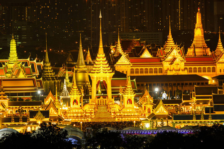 国王普密蓬·的皇家葬礼柴堆在泰国曼谷 sanam 銮照片