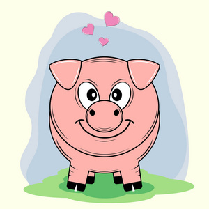 野猪炖煮的食物白色背景下的猪卡通微笑照片