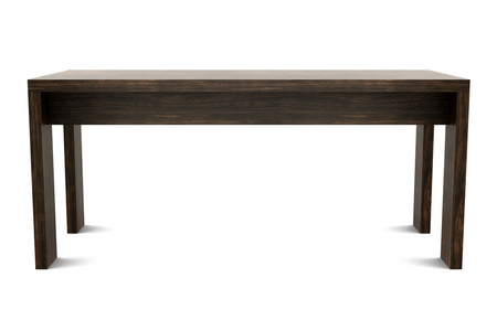 白色背景的现代棕色木桌