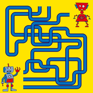 卡通插图的路径或迷宫益智活动游戏.儿童学习游戏收集照片