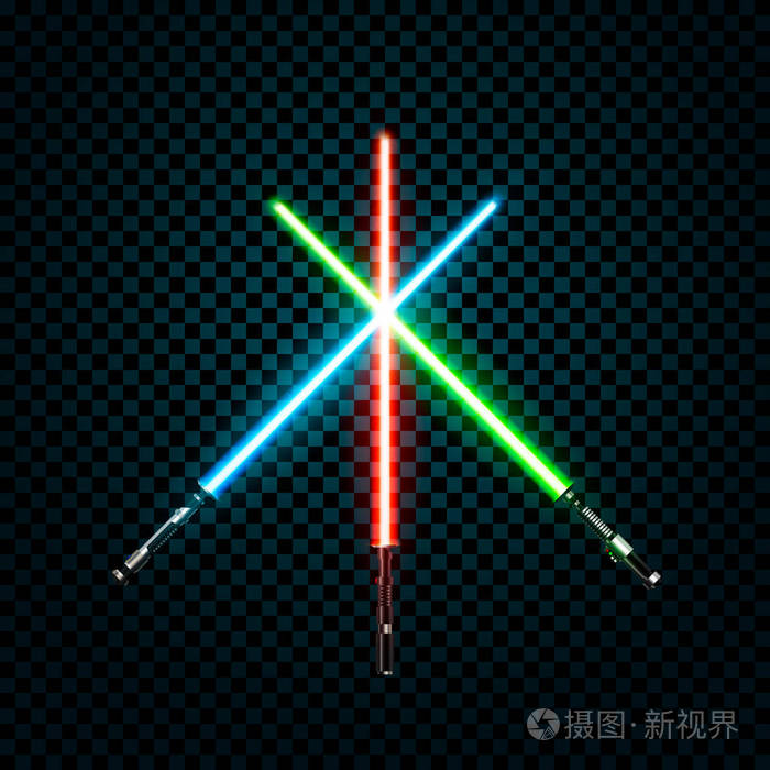 一套现实的光剑 十字剑在透明背景上隔离的矢量插图插画 正版商用图片02x7u9 摄图新视界