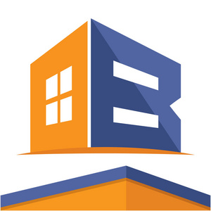 图标标志为建筑业务与字母 b 的缩写, 设计和色彩在平面设计风格照片