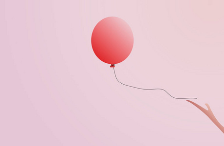 粉红色的气球。大圆的粉红色气球用长丝带。有光泽的氦气球