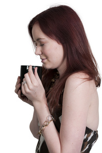 女人喝咖啡