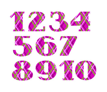 英文字体带衬线人物, 笼子, 钻石图案, 紫色, 矢量.带衬线的紫色数字.