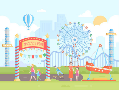 游乐园-现代平面设计风格矢量图照片