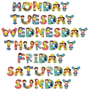 每周七天与孩子的字体设计图片