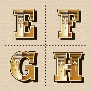 复古西方字母字体设计矢量插图图片