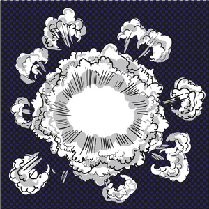 漫画打斗烟雾烟雾粉尘爆炸卡通帧漫画风格插图矢量照片