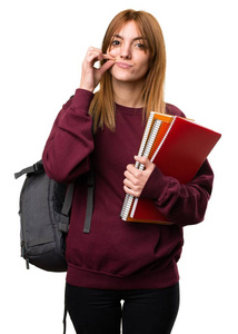 学生女人制作沉默姿态