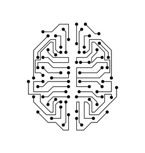 程式化的大脑。电路板纹理, 电心