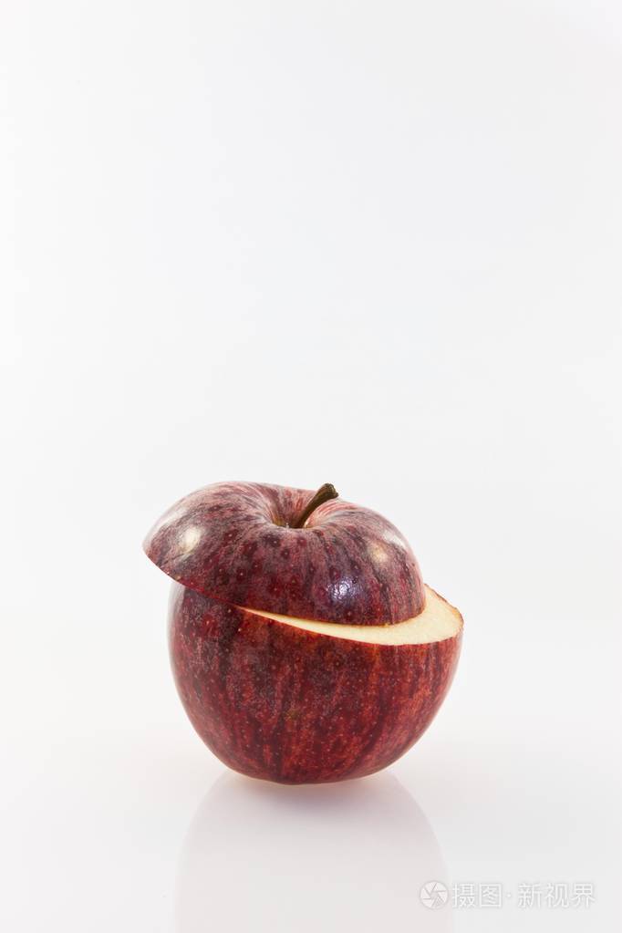 苹果, 白色背景横向切割