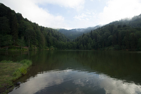 Karagol 黑湖 的景观视图在东黑海SavsatArtvin土耳其的游客当地人露营者和旅行者的热门目的地