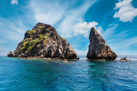 大岩石岛, 蓬岛, Chumohon 省, 泰国。
