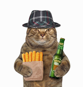 猫用啤酒和奶酪棒照片