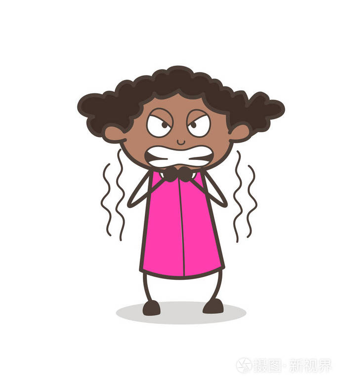 非常生气的漫画年轻女孩表达载体