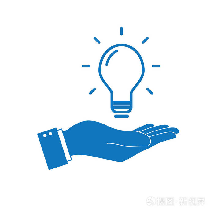灯泡在手企业创新理念概念矢量图形设计
