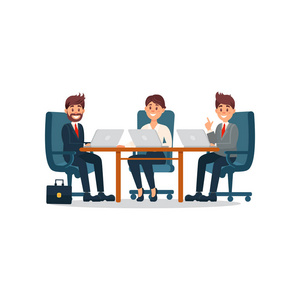 有会议的人, 商业合作卡通矢量插画照片