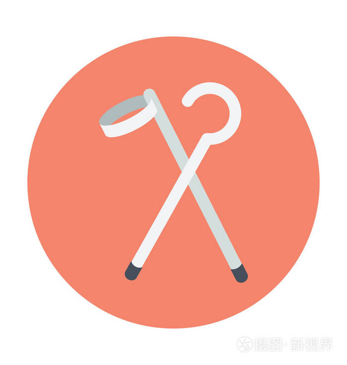 拐杖彩色矢量图标
