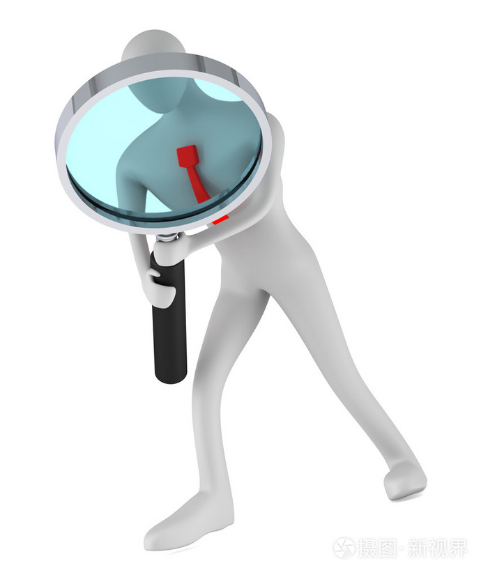 一个人拿着放大镜在找什么东西