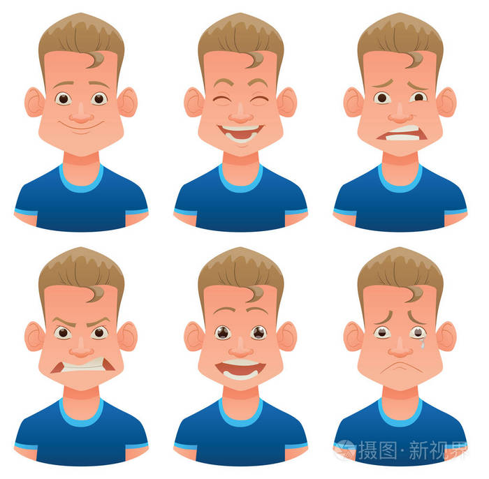 一套小男孩的面部表情