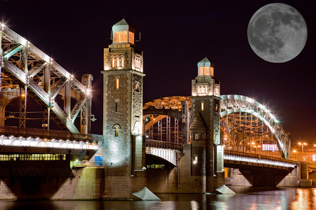 月亮下的夜桥