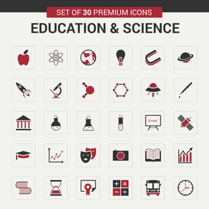 教育和科学简单的图标集