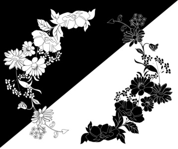 白色和黑色花卉剪影